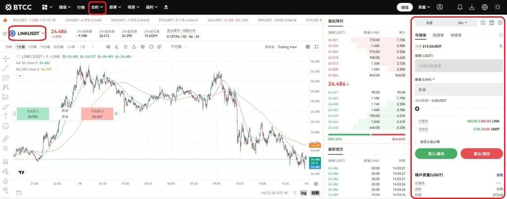在 BTCC 交易 LINK 幣