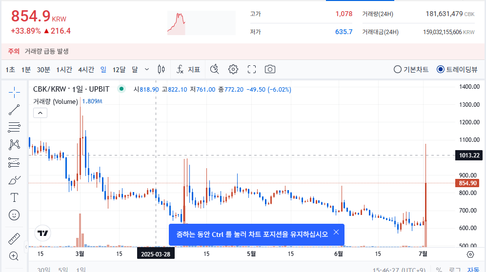 코박원화 차트 분석