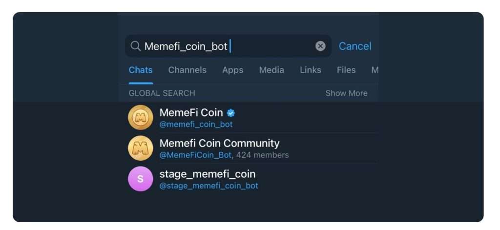 搜尋「@memefi_coin_bot」