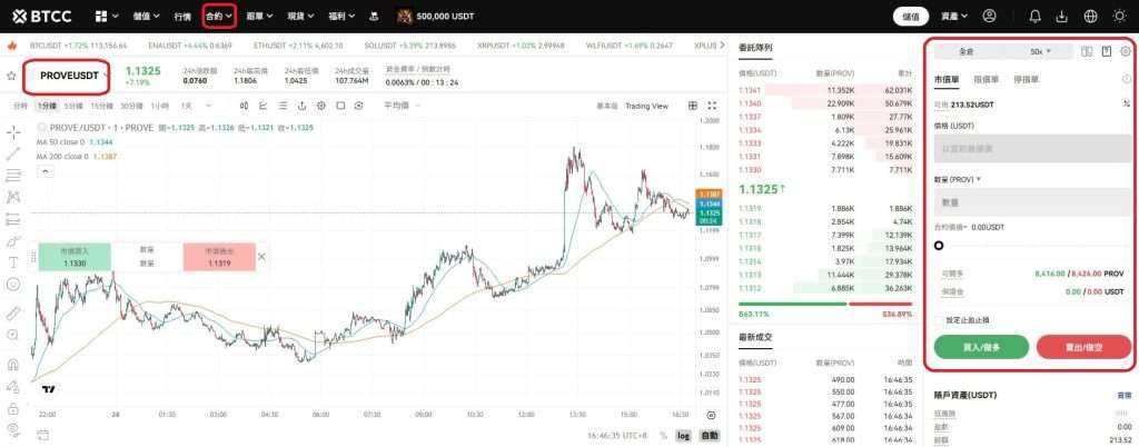PROVE 幣交易頁面