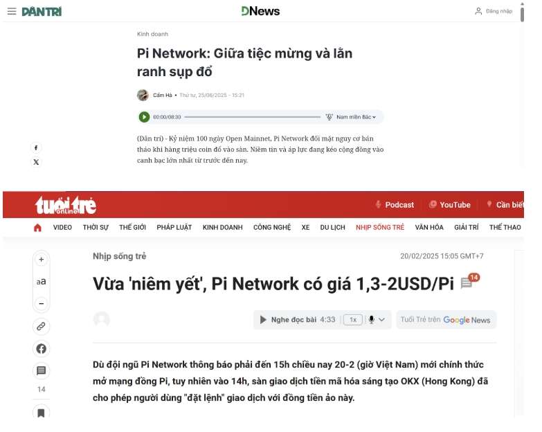 Cảnh báo về PI network và PI Coin từ Các báo điện tử uy tín tại Việt Nam
