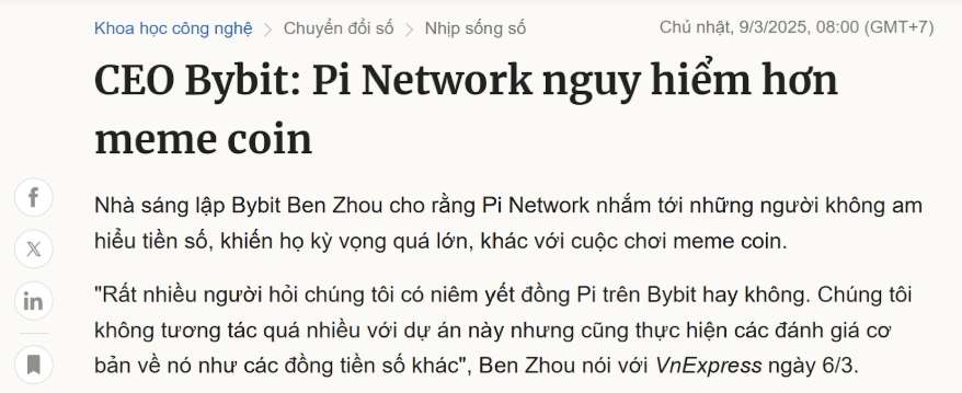 nhận định của CEO Bybit Ben Zhou về PI Network và Pi Coin