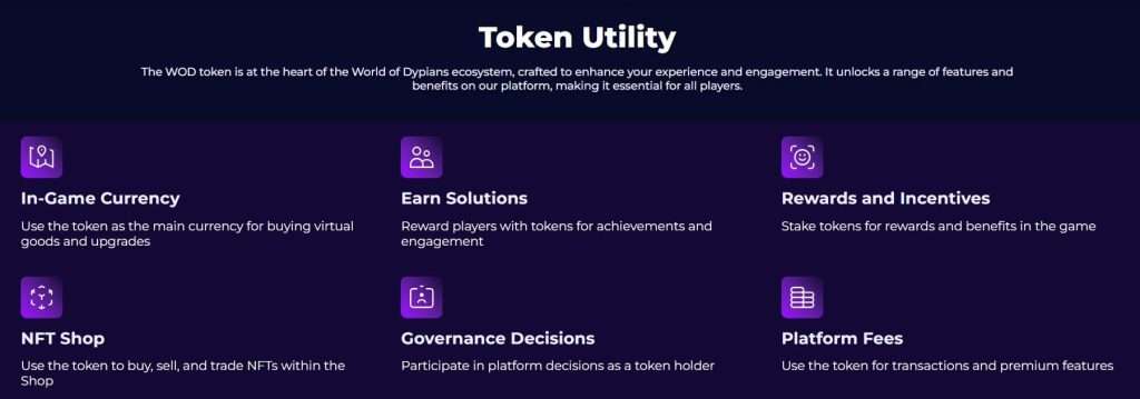 WOD 幣用途 來源:World of Dypians 官網