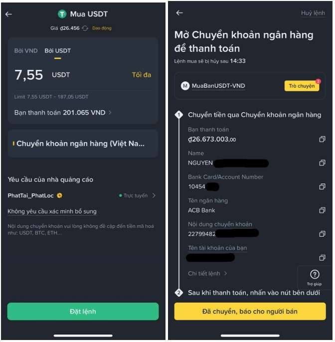Bước 3-đánh số tiền cần mua và phương thức thanh toán (chuyển khoảnví điện tử Momo)