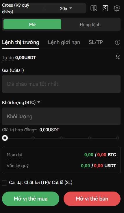 Chọn loại lệnh giao dịch