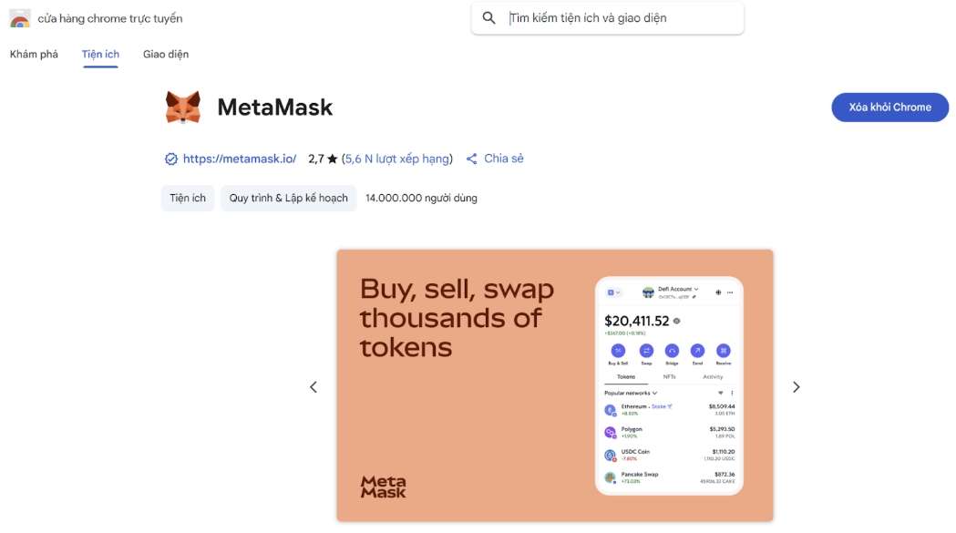 Chuẩn bị ví điện tử MetaMask
