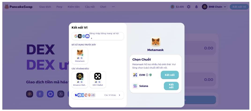 Kết nối ví với DEX