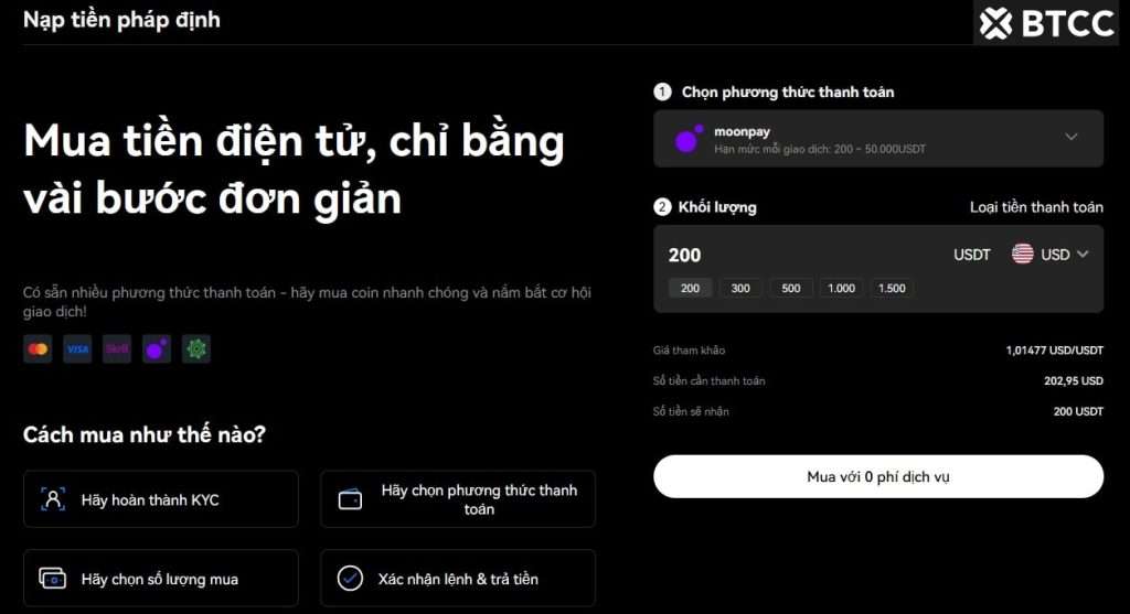 Nạp tiền pháp định vào BTCC