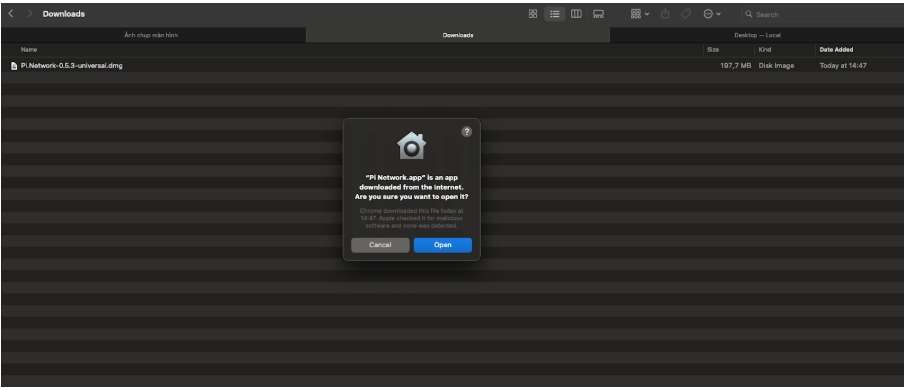 bấm chọn để chạy phần mềm Pi Node