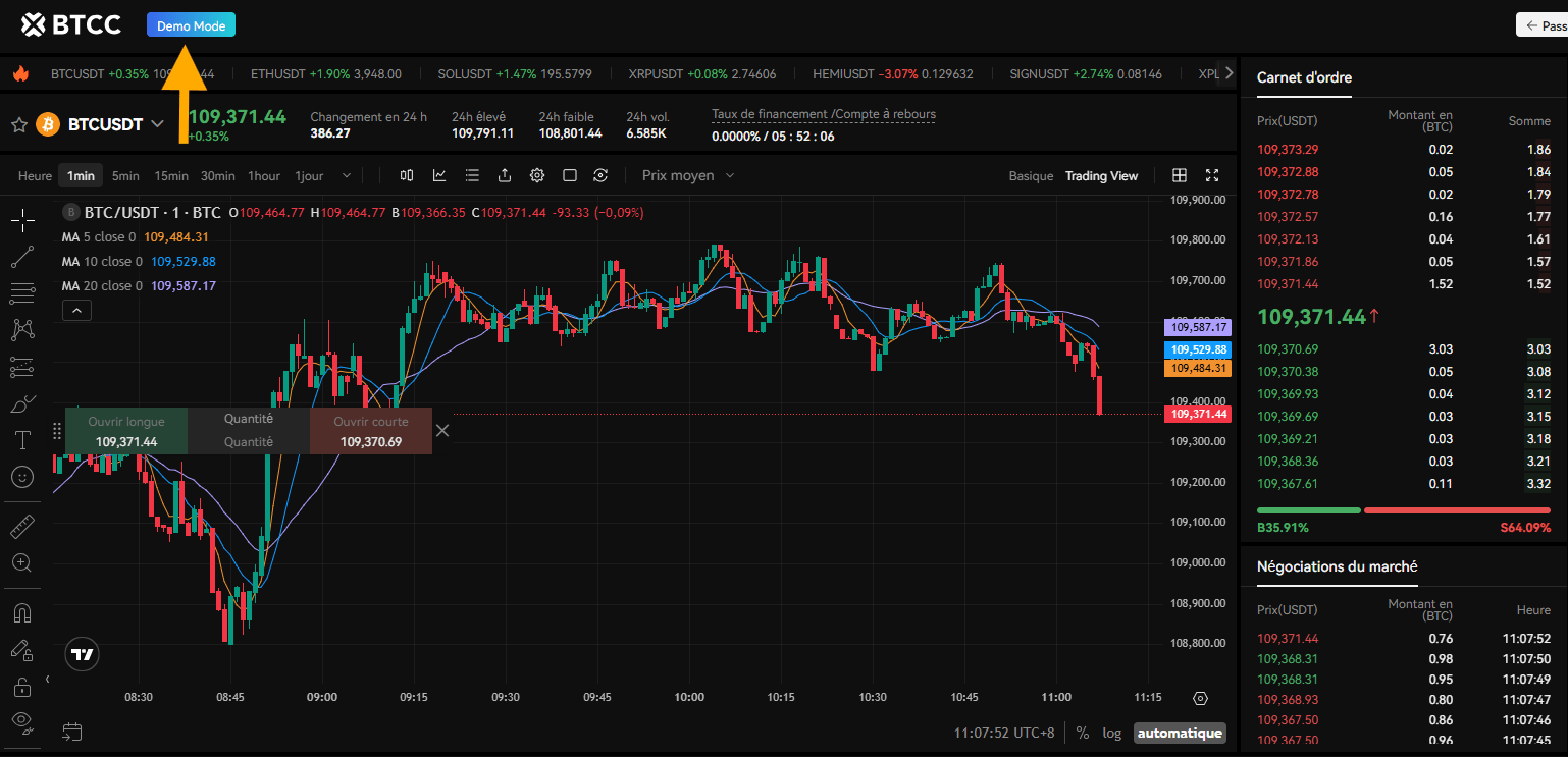 BTCC Compte de trading démo