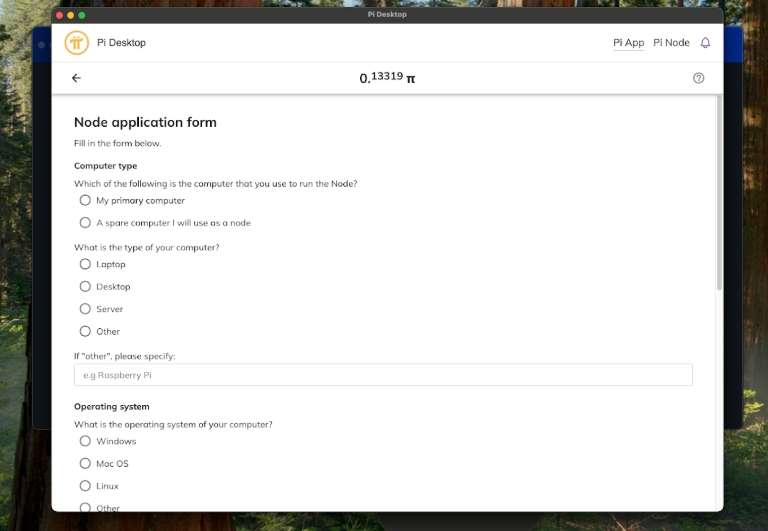 cung cấp các thông tin yêu cầu và gửi Pi Network để được xét duyệt