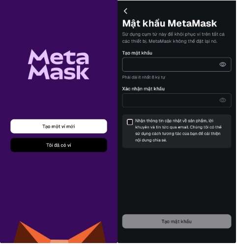 Tạo ví vi metamask
