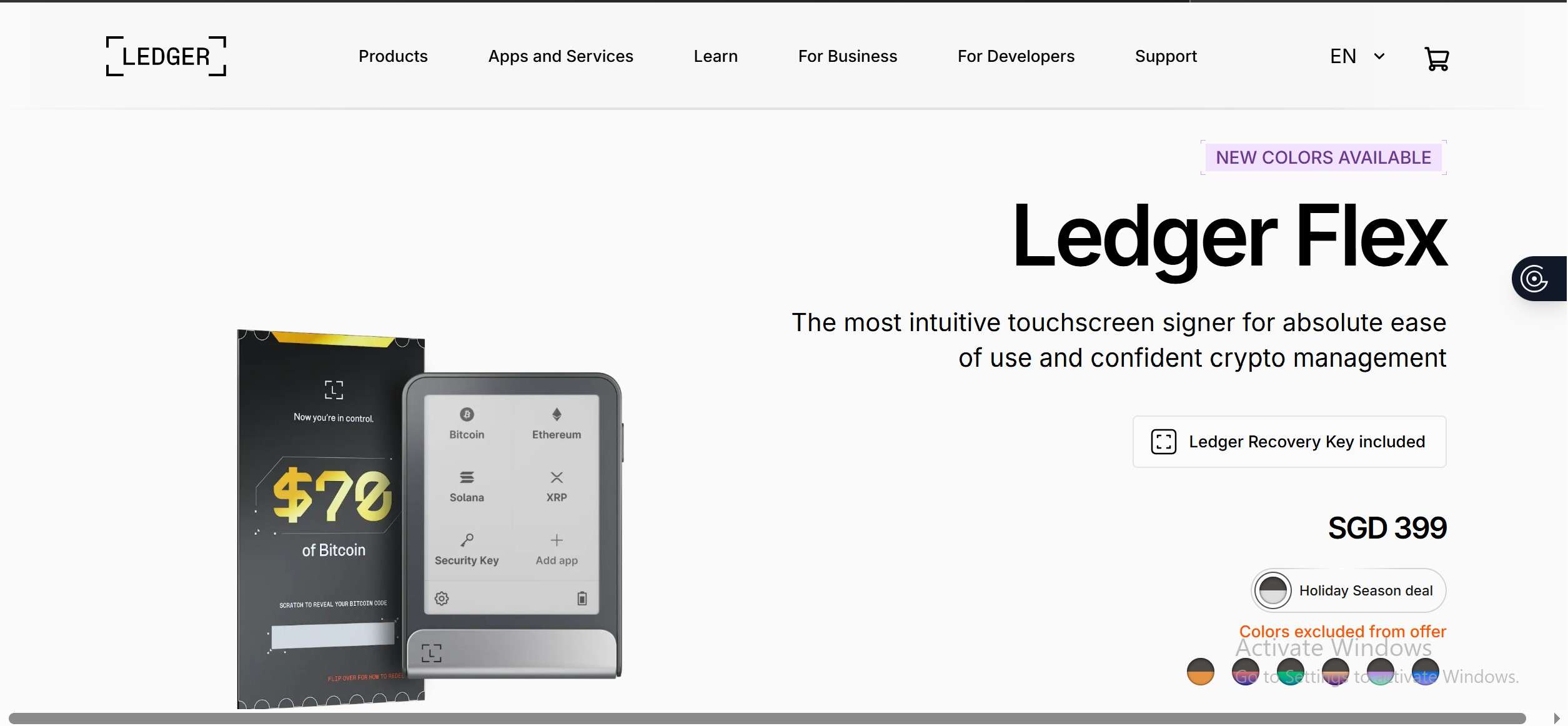 Cold Wallet for Crypto - Ledger Flex